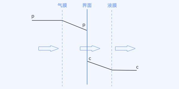 气液界面附近氧传递的双膜理论模型 气液界面附近氧传递的双膜理论模型